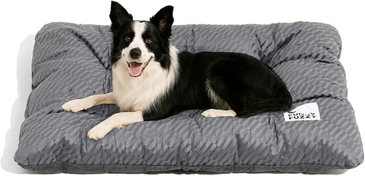 FUNNY FUZZY Washable XL Dog Crate Bed for Extral Large Dogs,Reversible Plush Flat Dog Bed Mat, Pillows,Soft Comfy Kennel Pad,Pet Sleeping Mattress,Pet Cushion,42" × 28", Charcoal Grey-PawvioPets