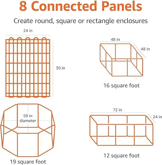 Amazon Basics Foldable Octagonal Metal Exercise Dog Playpen - Indoor/Outdoor, Single Door, Small (8 Panels, 24 x 30), Easy to assemble and store, 30" - Small, , Black-PawvioPets