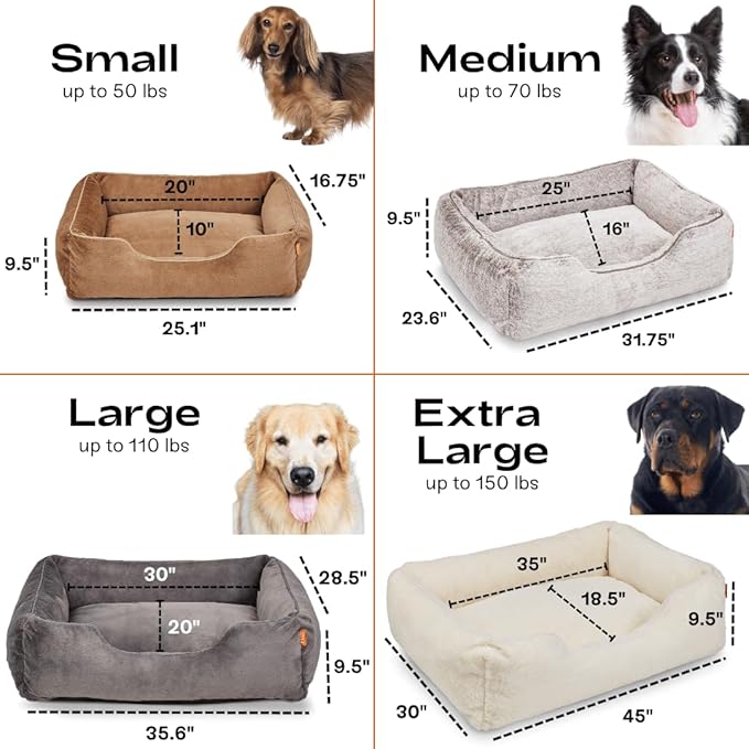 FUZI Luxury Aesthetic Dog Bed with Extra Cover for Medium Dogs, Washable Pet Couch, Pet Bed with Sides, Non-Slip Bottom, Soft & Durable Calming Dog Bed, Faux Fur, Medium 31.75x23.6x9.5 Dark Grey-PawvioPets