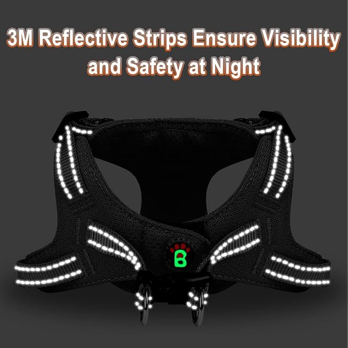 Dog Harness Step in Dog Vest Harness, Reflective Adjustable Puppy No Pull Harness Breathable Soft for Small and Medium Dogs Cats, Black, S-PawvioPets