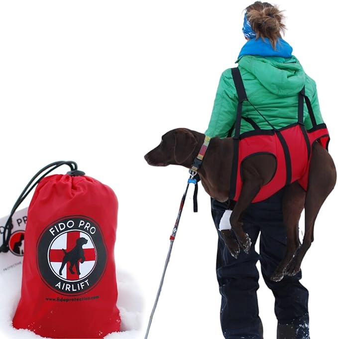 Fido Pro Airlift Emergency Dog Rescue Sling - Lightweight, Packable Dog Sling for Extra Large Dogs with 8-Point Support System for Safe Transport - Ideal for Hiking, Skiing - Fits Dogs 70-160 lbs-PawvioPets