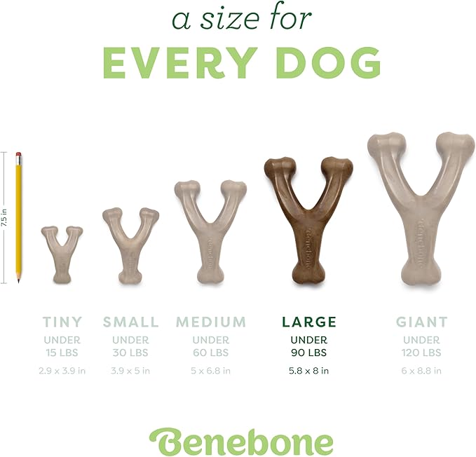 Benebone Wishbone Durable Dog Chew Toy for Aggressive Chewers, Made in USA, Large, Real Bacon Flavor-PawvioPets