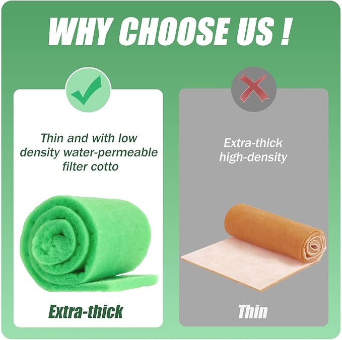 2PC Aquarium Filter Media Floss - 12"x78" (13ft per Roll) Total 12ft - 1" Thick Premium Polyester Filter Pad for Fish Tank - Mechanical Filtration, Crystal Clear Water, Fits Most Filters-PawvioPets