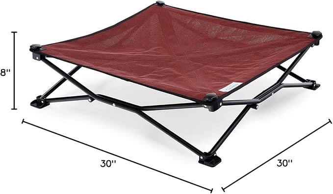 Coolaroo On-The-Go Elevated Dog Bed - Foldable Pop-Up Travel Dog Bed with Breathable, Moisture-Resistant Fabric, Carry Bag Included, Lightweight & Portable, Brick, Medium-PawvioPets