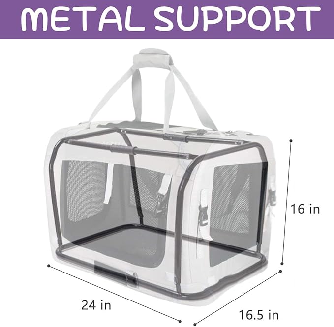 Extra Large Cat Carrier Soft Sided, Portable Small Dog Carrier for 2 Cats, 24"x16.5"x16" Car Travel Folding Comfortable Design, Purple-PawvioPets