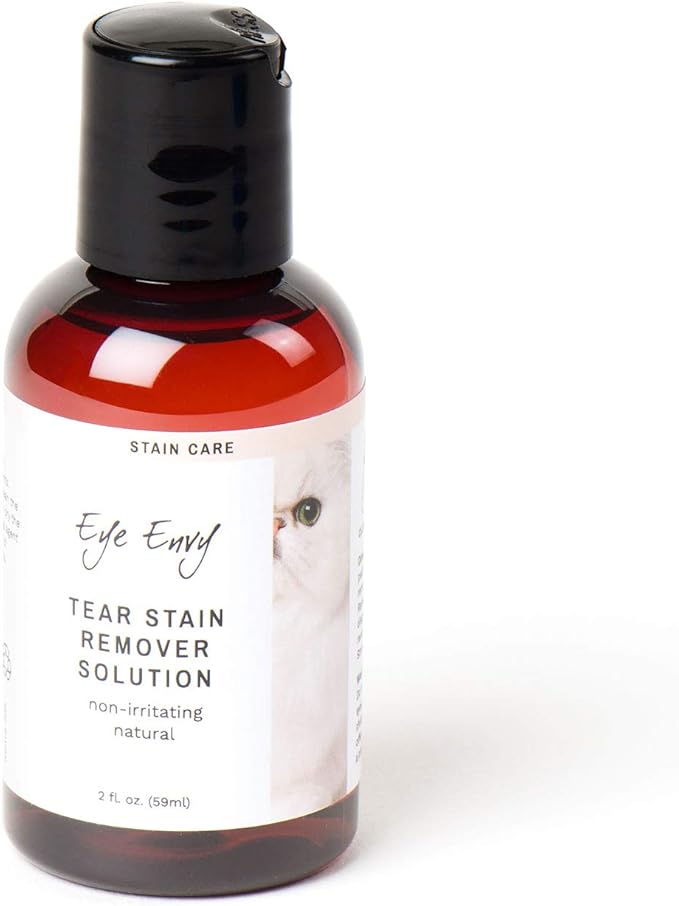 Eye Envy Tear Stain Remover Solution for Cats. 100% Natural, Safe. Treats The Cause of Stains. Recommended by Breeders, Vets, Groomers. Remove Eye Stains from Persians and Exotics. 2 oz. Made in USA-PawvioPets