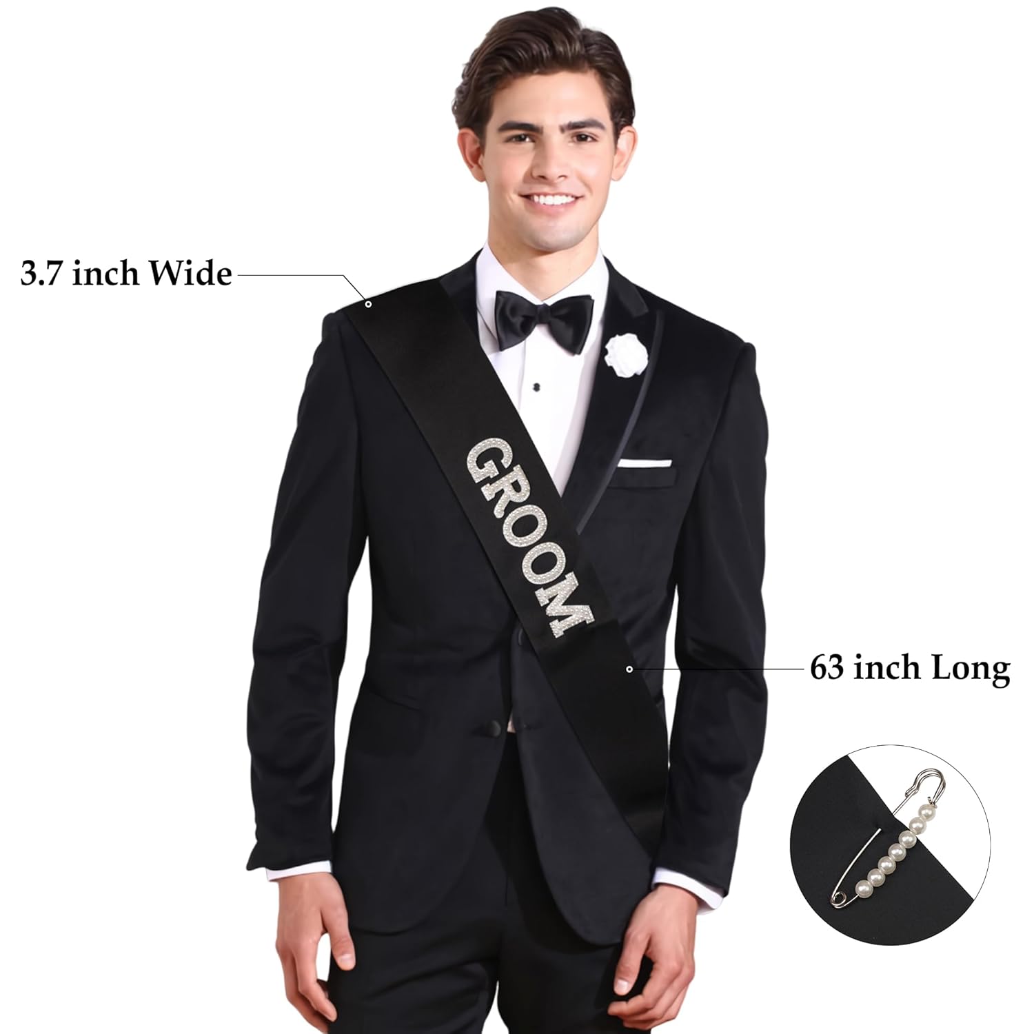 Yxiang Groom Sash,Bachelorette Party Sash,Groomie Sash Bridal Shower Gift Wedding Party Decorations Pearls Rhinestones Sashes Bridal Shower Gift