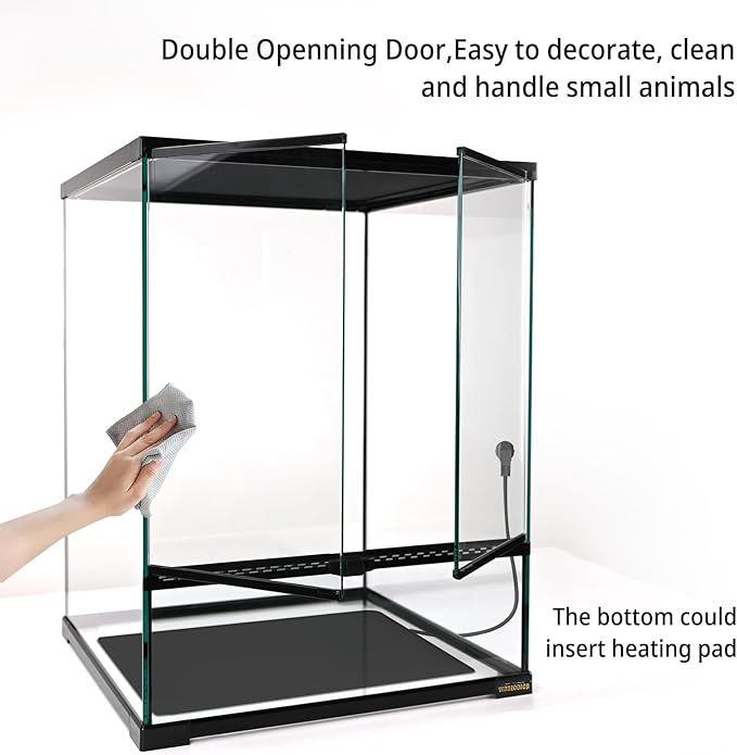 30 Gallon Tall Reptile Glass Tank Terrarium 18"x18"x24" Large Habitat Enclosure for Gecko,Lizard,Chameleon,Frog,Snake,No Install Needed and Come with Tank Background-PawvioPets
