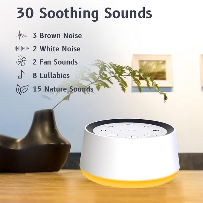 Brown Noise Sound Machine with 30 Soothing Sounds 12 Colors Night Light White Noise Machine for Adults Baby Kids Sleep Machines Memory Function 36 Volume Levels 5 Timers for Home Office Travel-PawvioPets