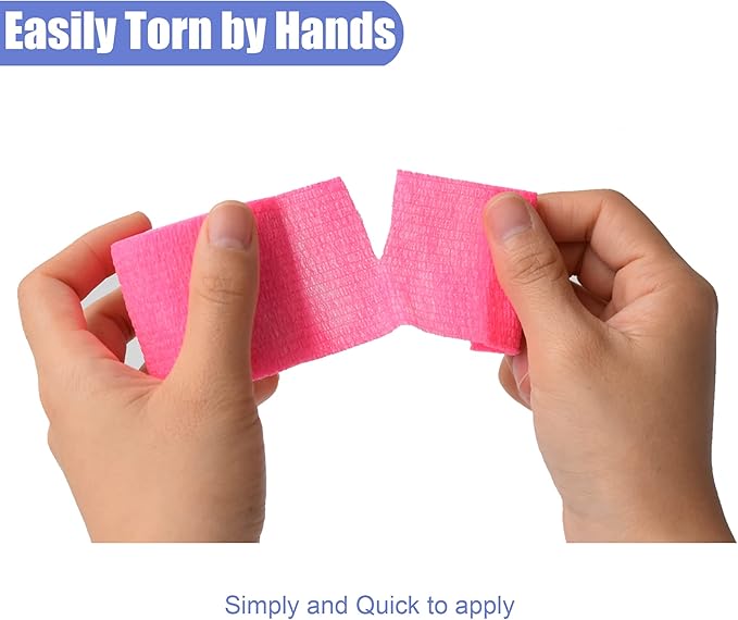 9 Pack 2" x 5 Yards Self Adhesive Bandage Wrap Self Stick Wrap for Ankle, Wrist, Finger, Sports, Breathable Cohesive Vet Tape for Pets (Pink)-PawvioPets