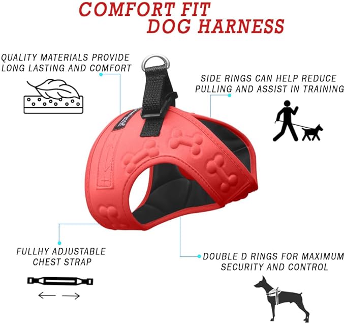 Comfort fit All Weather Step-in Dog Harness - Adjustable Small Dog Harness Medium Sized Dogs - Soft Padded Easy Walk Dog Vest Harnesses-PawvioPets