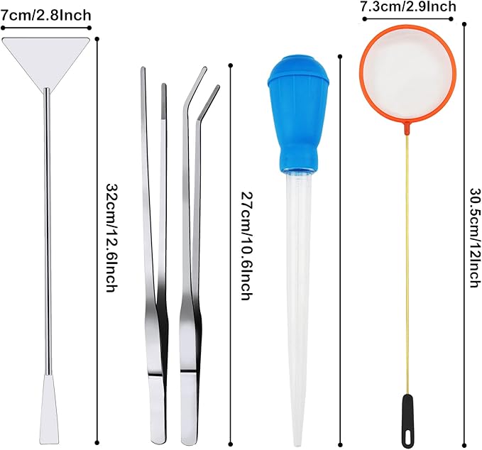 Fish Tank Cleaning Tools, 6 pcs Aquarium Cleaning Tools, Feeder Tools Kit, Aquarium Plants Cleaner, Algae Scraper for Glass Aquariums-PawvioPets