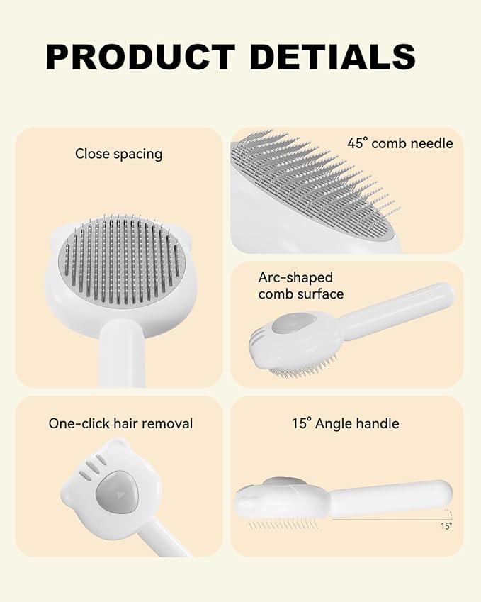 Cat Brush for Short or Long Haired Cats Dogs Rabbits, Cute Tiger Shape Dog Brushes with Release Button for Massage and Removes Loose Fur, Dog Hair Brush Pet Grooming Deshedding Comb-PawvioPets