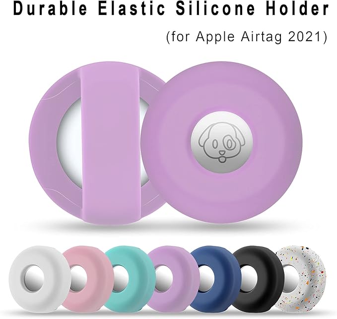 Airtag Holder for Dog Collar, Cibaabo Silicone Air Tag Case Cover Compatible with Apple Airtags for 0.8-1.2inch Cat Pet Collar Harness Loop-PawvioPets