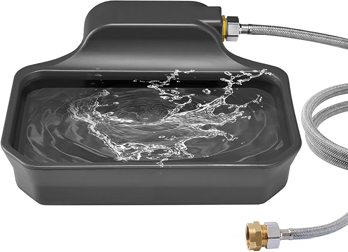 Automatic Water Dispenser for Dogs 1 Gallon, Large Dog Water Bowl Dispenser for Outdoor, Pet Water Bowl Feeder for Livestock, Dog Waterer for 3/4" Faucet, Easy to Install, Large Drinking Area, Gray-PawvioPets