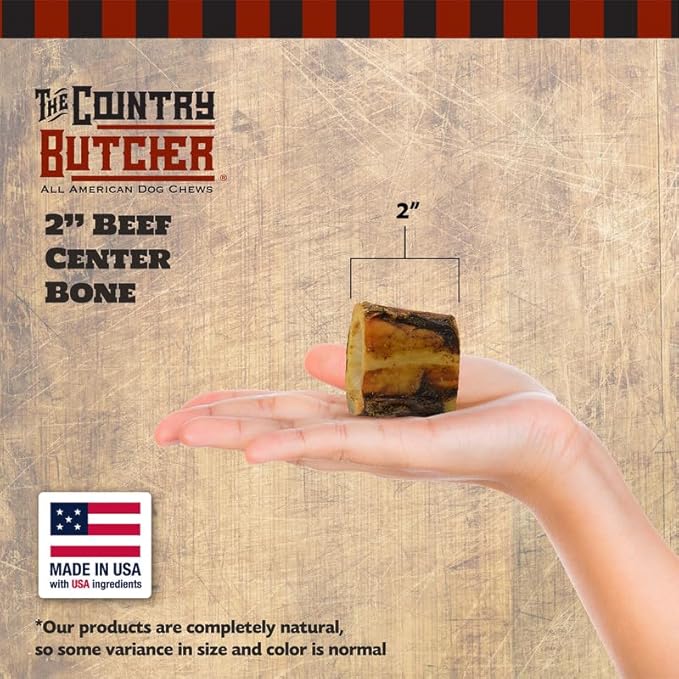 2" Beef Marrow Dog Bones for Aggressive Chewers, Small Breed Dog Treat, Natural, Tough, Chew Toy, Made in The USA, 6 Count-PawvioPets