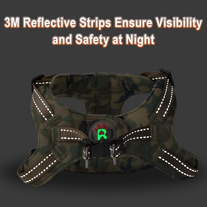 Dog Harness Step in Dog Vest Harness, Reflective Adjustable Puppy No Pull Harness Breathable Soft for Small and Medium Dogs Cats, Camo, S-PawvioPets