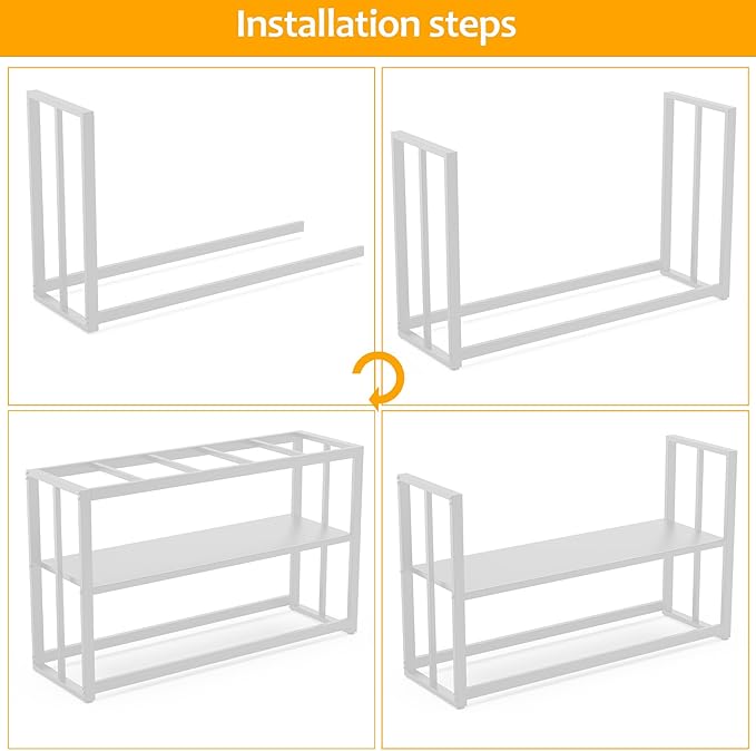 Akenow 55-75 Gallon Fish Tank Stand with Storage Shelf, 48.5 x14.9 x 29.2 Inch Aquarium Stand, Turtle Tank, Reptile Terrariums and Breeder Tank Stand,980LBS Capacity, White-PawvioPets