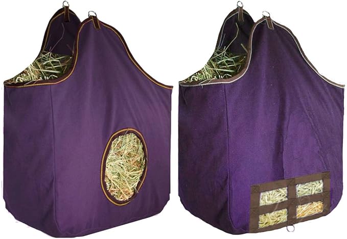 Derby Originals Large 24 OZ Canvas Horse Hay Bag 2 Sided Combo Design X Wide Gusset and 6 Month Warranty-PawvioPets