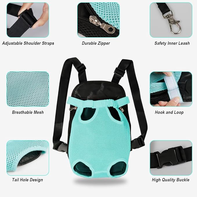 FEimaX Dog Carrier Backpack Pet Legs Out Front Cat Travel Bag, Adjustable Puppy Backpacks Carriers Hands-Free for Small Medium Dogs Cats Hiking Traveling Camping Daily Walking-PawvioPets