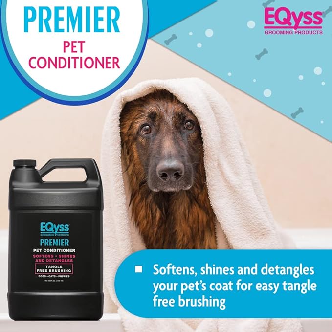 EQyss Premier Pet Conditioner - Moisturizes, Softens, & Conditions Dry Coat & Hair, Detangles & Adds Shine - for all Dogs, Cats, Puppies (128 oz)-PawvioPets