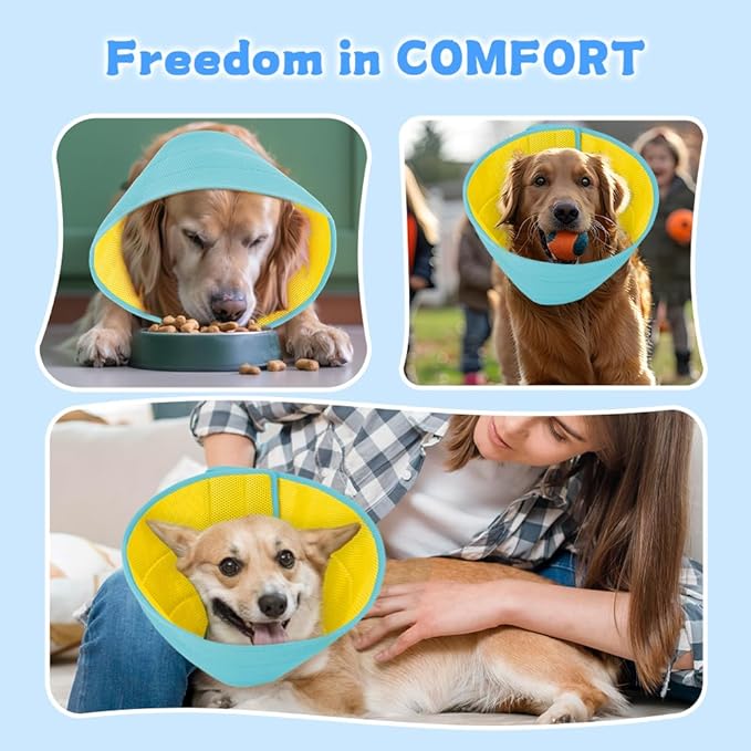 Dog Cone Soft Recovery Collars & Cones After Surgery for Medium Large Dogs, Comfy Ecollars to Stop Licking, Adjustable, Dog Ecollars for Recovery Fabric: Soft Comfort, Ecollars of Shame Alternatives-PawvioPets