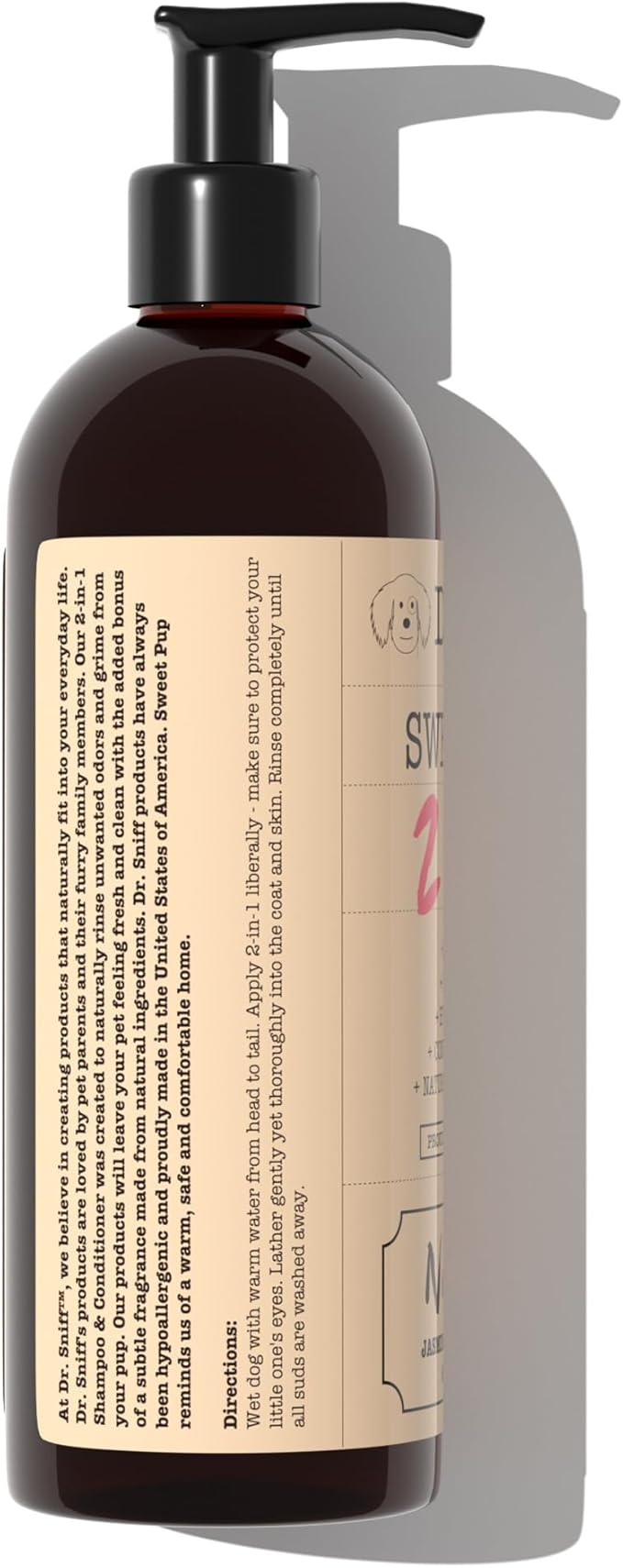 Dr. Sniff 2-in-1 Pet Shampoo & Conditioner, Ultimate Grooming Treatment for Dog & Cat Hair, Freshens Scent, Made in The USA, Sweet Pup Scent, 16 Oz-PawvioPets