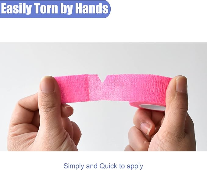 9 Pack 1" x 5 Yards Self Adhesive Bandage Wrap Self Stick Wrap for Ankle, Wrist, Finger, Sports, Breathable Cohesive Vet Tape for Pets (Pink)-PawvioPets