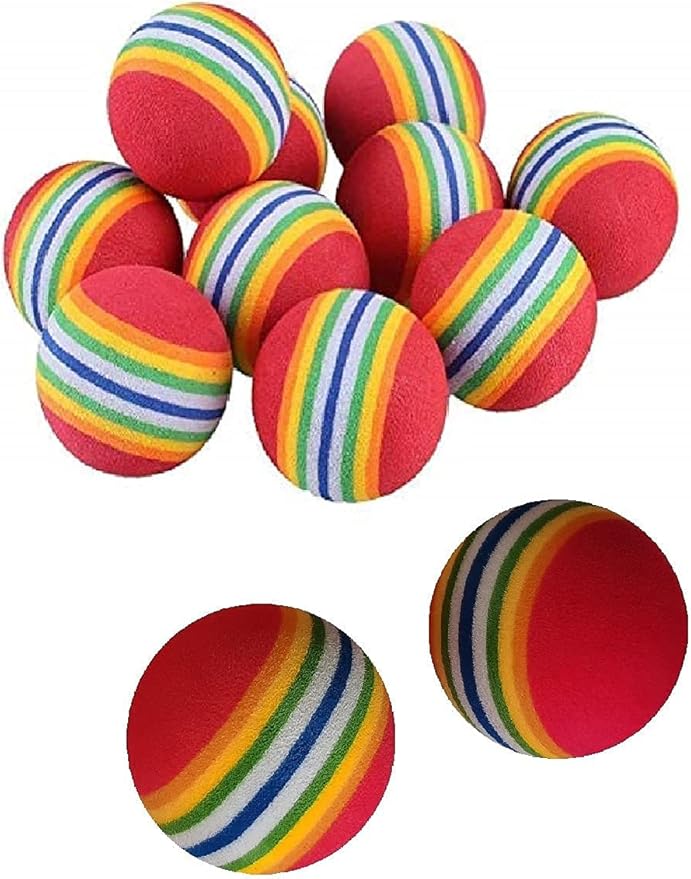 Colorful Soft Foam Rainbow Play Balls for Pet Dog and Cat Toys (12)-PawvioPets
