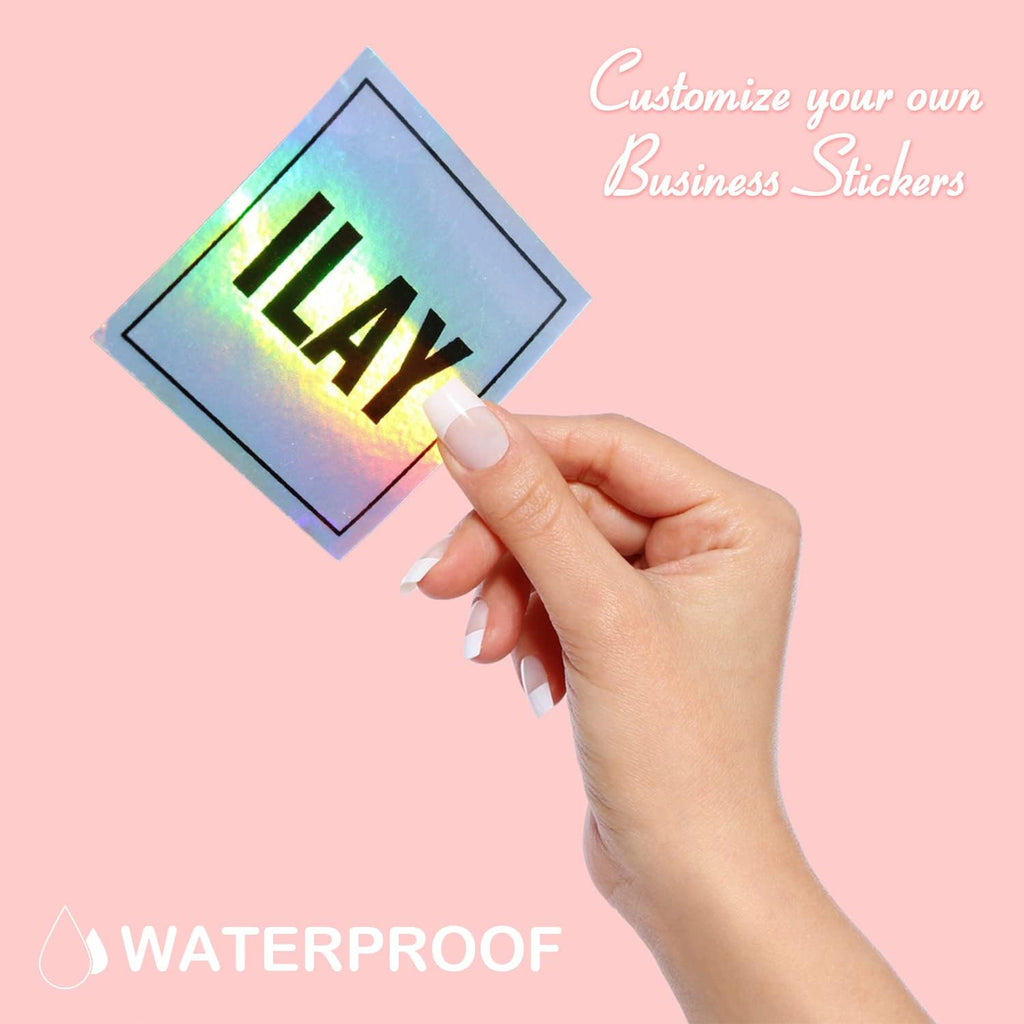 Custom Logo Stickers for Business, Personalised Branding Labels, Any Shape & Size, Waterproof, Glossy Holographic