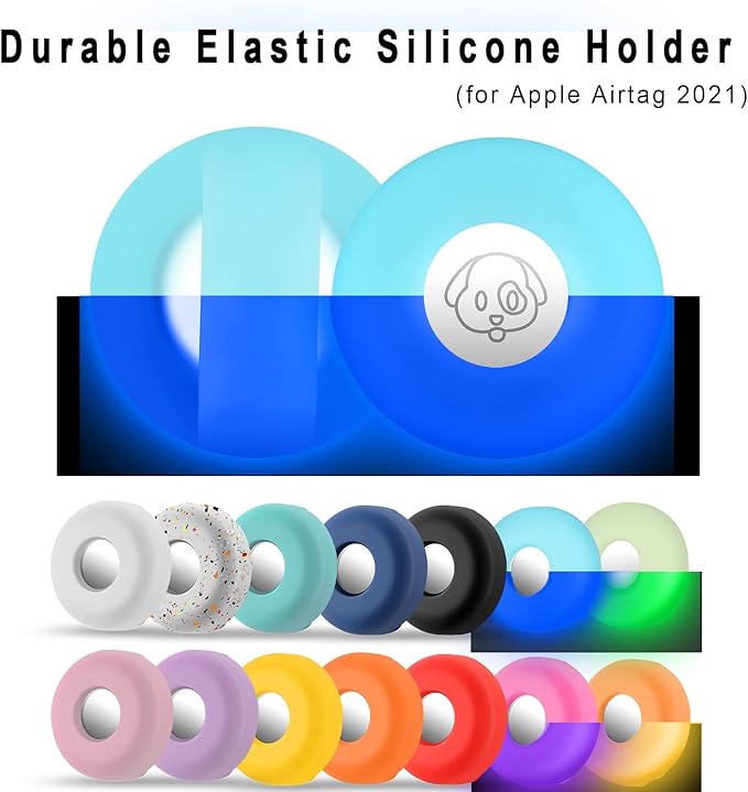 Airtag Holder for Dog Collar, Cibaabo Silicone Air Tag Case Cover Compatible with Apple Airtags for 0.8-1.2inch Cat Pet Collar Harness Loop-PawvioPets