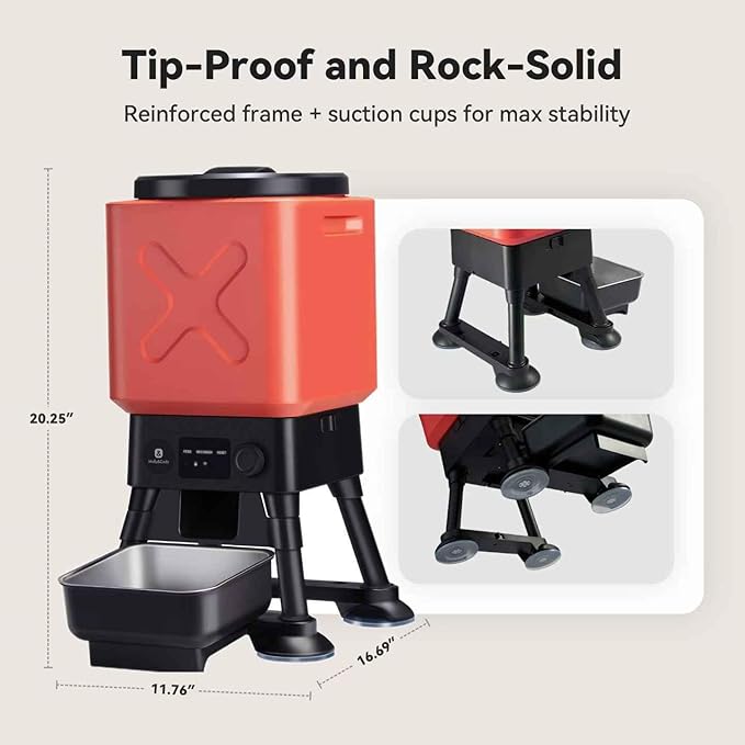 14L Automatic Dog Feeder for Large Breed – Extra Large Capacity, Anti-Blockage, Timed Auto Dog Food Dispenser, Dual Power Supply, Stainless Steel Bowl-PawvioPets