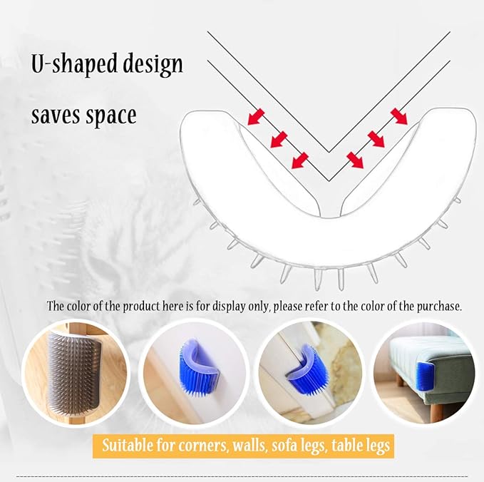 4 Pack Cat Self Groomer with Catnip Pouch,Cats Corner Massage Comb Grooming Brush Tool for Kitten Puppy (2 Black/2 Grey)-PawvioPets