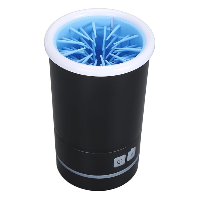 Automatic Dog Cleaner, Soft Electric Washer USB Rechargeable Portable Cleaner Cup, Dog Foot Cleaning Machine for Small to Medium Dogs Cats (Black White)-PawvioPets