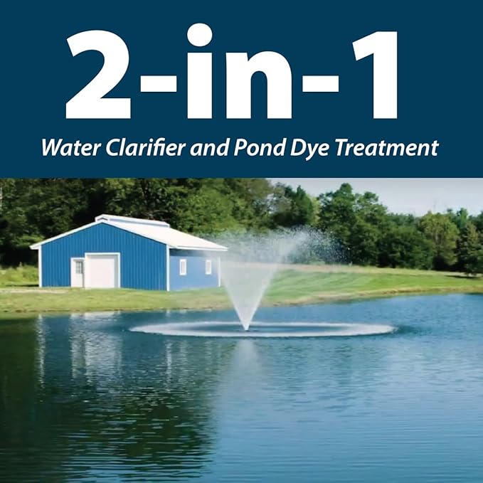 Airmax Pond Dye Plus, Nature's Blue Colorant & Natural Beneficial Bacteria, Large Pond & Lake Water Clarifier & Color Treatment, Shade Plants & Algae from Sunlight, Fish & Livestock Safe, 4 Gallons-PawvioPets