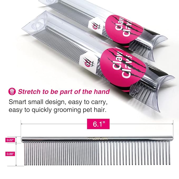 6.1" Comb with Rounded Ends Spine, Pet Comb for Professional Groomer Tool, for Short to Medium Haired Dog, Cat and other pets.-PawvioPets