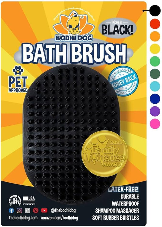 Bodhi Dog Shampoo Brush - Pet Grooming & Bath Supplies for Dogs and Cats - Bath Brush for Long & Short Hair - Premium Scrubber for Shower, Bathing & Massage (One Pack, Black)-PawvioPets
