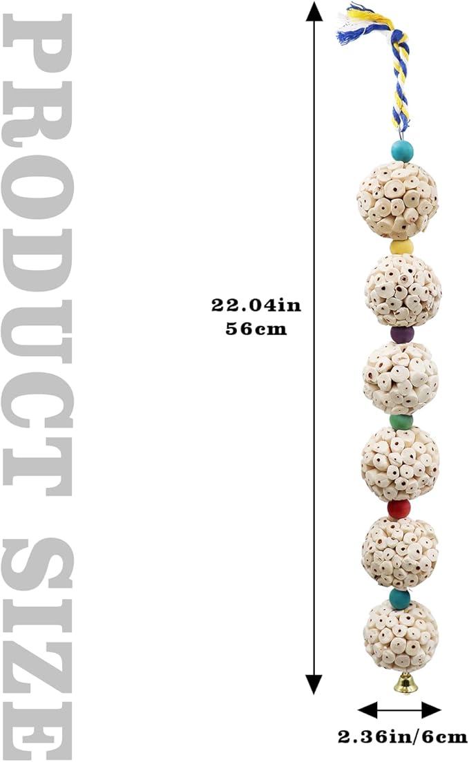 Bird Chewing Toy, Bird Sola Ball Toy with Bell, Bird Cage Accessories, Cage Toys for Cockatiel Parakeet Parrot Budgies Rat Hamster Chinchilla Rabbit Bunny African Grey-PawvioPets