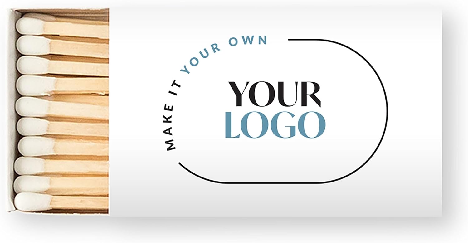 Weddingstar Matchboxes Stickers for Corporate Gift - Your Business Logo - Pack of 50 White