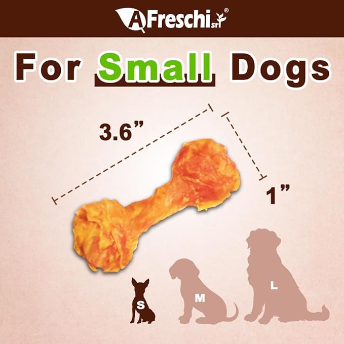 Afreschi Natural Turkey Tendon Bone (S) Pack of 4, Dog Treats for Signature Series, All Natural Human Grade Puppy Chew, USA-Sourced Turkey Tendon, Hypoallergenic, Rawhide Alternative-PawvioPets