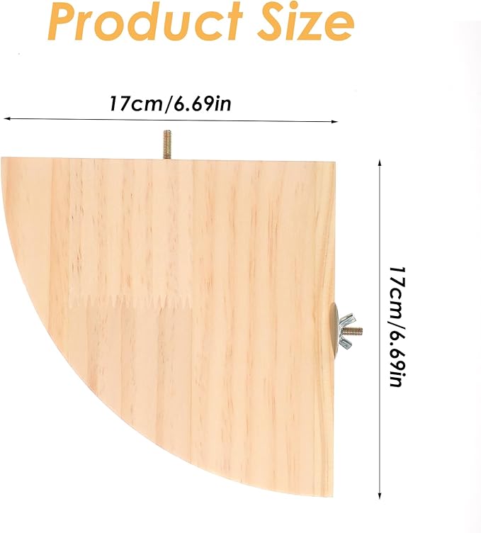 Bird Perch Platform Stand Wooden Parrot Perch Corner 6.7 Inches Fan Shape Playground Cage Accessories Parrot Stand Flat Perches for Bird Cages Corner Shelf for Birds Parrots Hamster Gerbil-PawvioPets