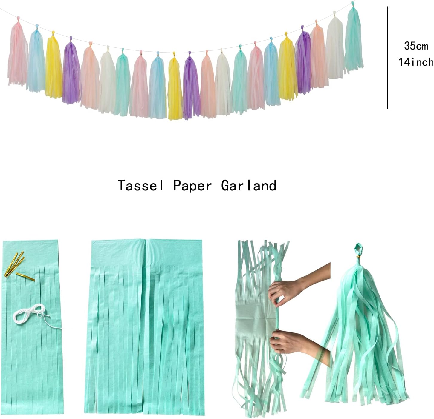 Pastel Rainbow Party-Decorations Supplies Streamers-Garland - 29pcs Baby Shower Birthday Wedding Tissue Pom Poms,Tassel Banner Backdrop Decor Bunting Lasting Surprise