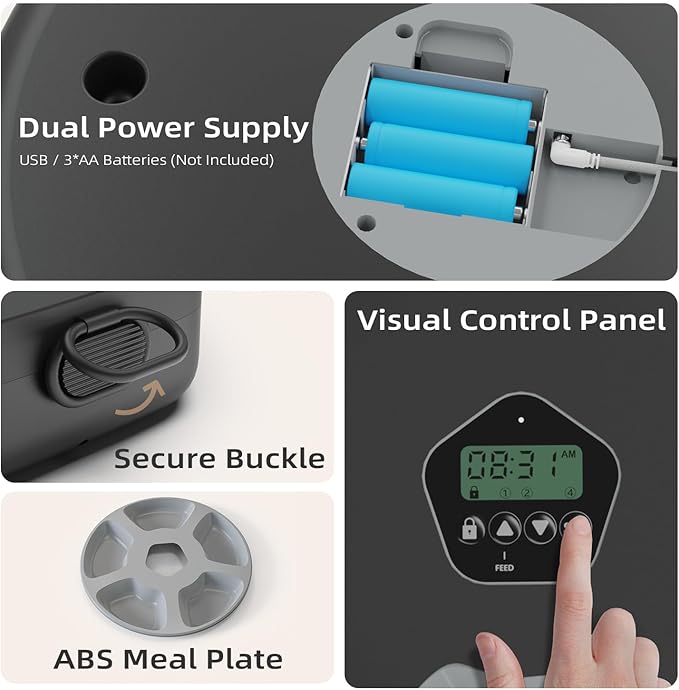 Automatic Pet Feeder for Wet & Dry Food, 5-Meal Timer Dispenser with 2 Ice Packs, Programmable Smart Feeder for Cats/Dogs – Keep Food Fresh Longer (Pet Feeder with 2 Ice Cube Tray)-PawvioPets