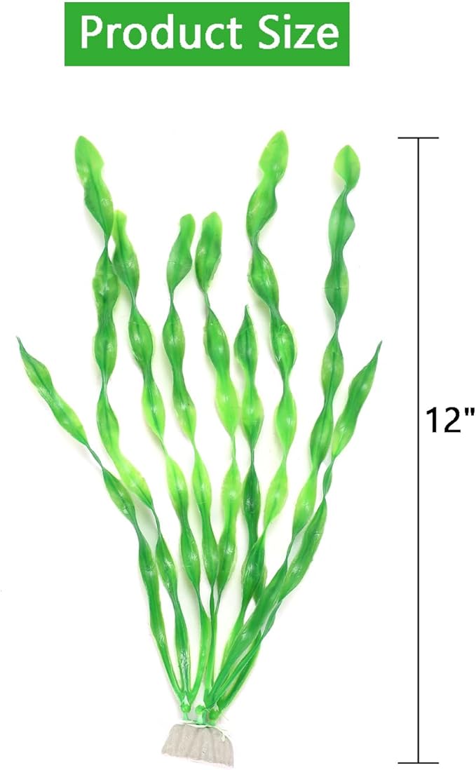 AQUANEAT Fish Tank Artificial Plants, Aquarium Plastic Seaweed Decorations, 11.75Inch Tall Fake Green Accessories, 10 Packs-PawvioPets