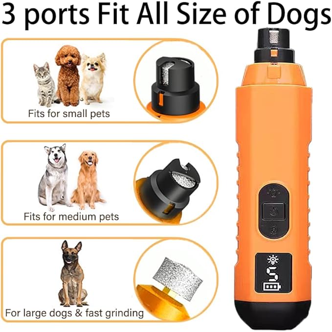 Dog Nail Grinder 5-Speed Upgrade - Professional Rechargeable pet Nail Trimmer with 2 LED Lights Ultra Quiet and Low Vibration Providing Painless Beauty for Large Medium and Small Dogs and Cats-PawvioPets