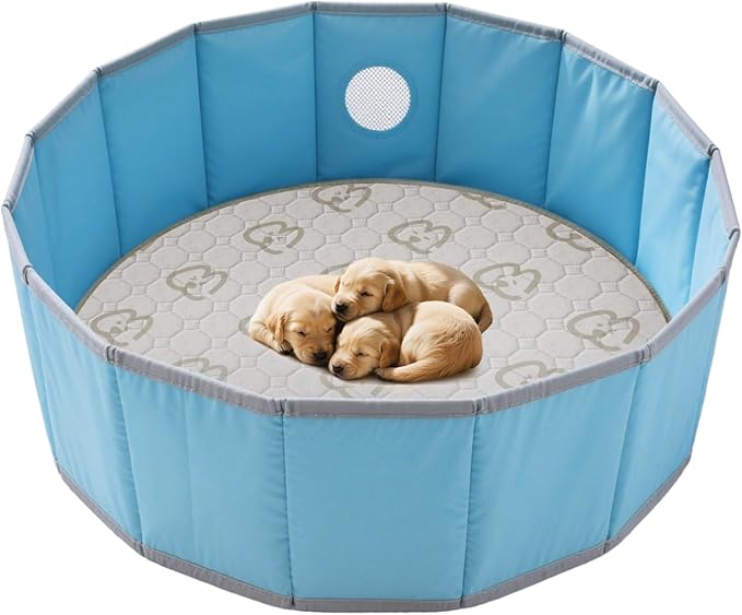 FXW Washable Pee Pads for Dogs, Puppy Pads with Super Absorbent, Specifically Designed for Whelping Box, 47" Round, Khaki, 2 Packs-PawvioPets