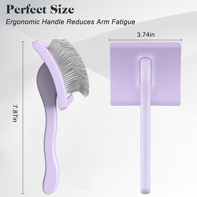 2PCS Slicker Brush for Dogs & Pet Comb,Professional Dog Grooming Brush (Goldendoodles,Poodles,Labradoodles) with Extra Long Pins to Effectively Remove Tangles, Knots and Mats (Light Purple)-PawvioPets