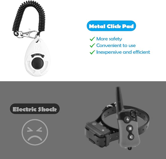 Dog Training Clicker with Wrist Strap - OYEFLY Durable Lightweight Easy to Use, Pet Training Clicker for Cats Puppy Birds Horses. Perfect for Behavioral Training 2-Pack (Blue and White)-PawvioPets