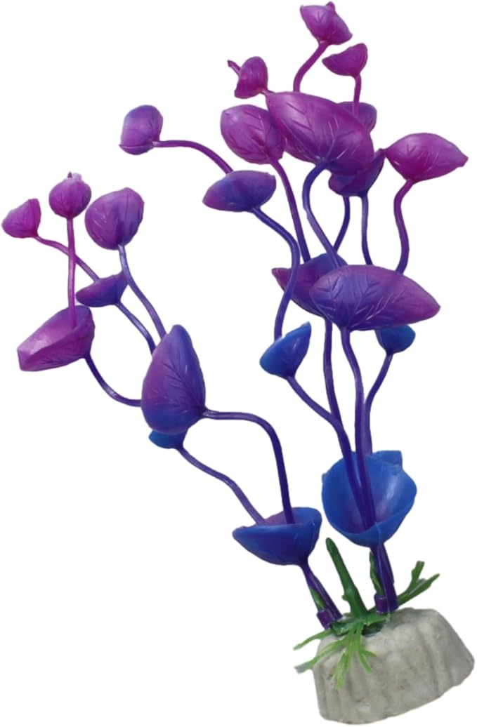 4 Pcs Green Artificial Plastic Plants Fish Tank Plants Fish Aquarium Decoration (Purple)-PawvioPets