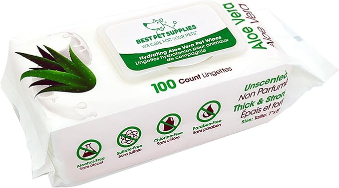 Best Pet Supplies Pet Wipes for Dogs - Dog Wipes Cleaning Deodorizing, for Coats, Ears, Paws - Hydrating, Aloe Vera-PawvioPets